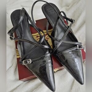 ASOS Glossy Black Strappy Heels
